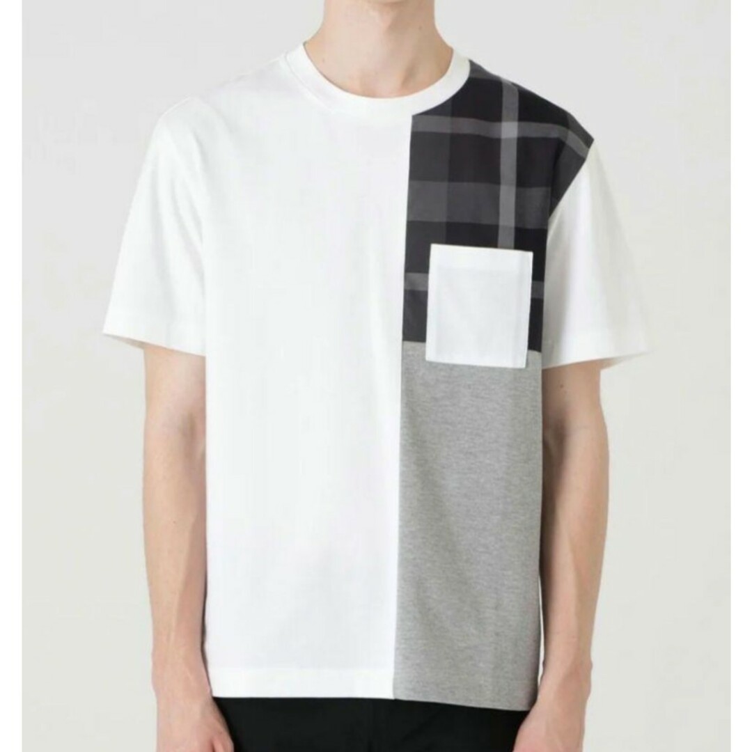 BLACK LABEL CRESTBRIDGE(ブラックレーベルクレストブリッジ)の【新品】ブラックレーベルクレストブリッジ 　パッチワーク　Tシャツ　白　746 メンズのトップス(Tシャツ/カットソー(半袖/袖なし))の商品写真