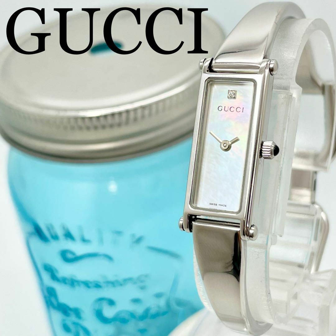 Gucci - 484【美品】GUCCI グッチ時計 レディース腕時計 1Pダイヤ