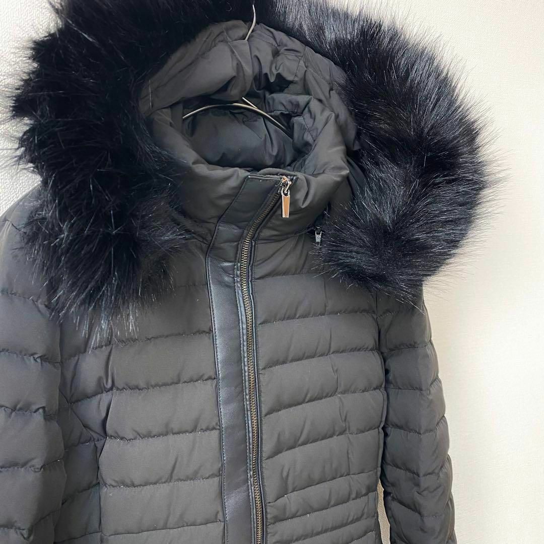 美品✨ ZARA ザラ ダウン ファー ロングコート レザー 2way 黒 通勤