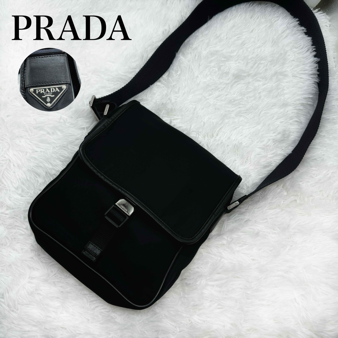 超美品✨PRADA プラダ　ショルダーバッグ　三角ロゴ　ナイロン×レザー