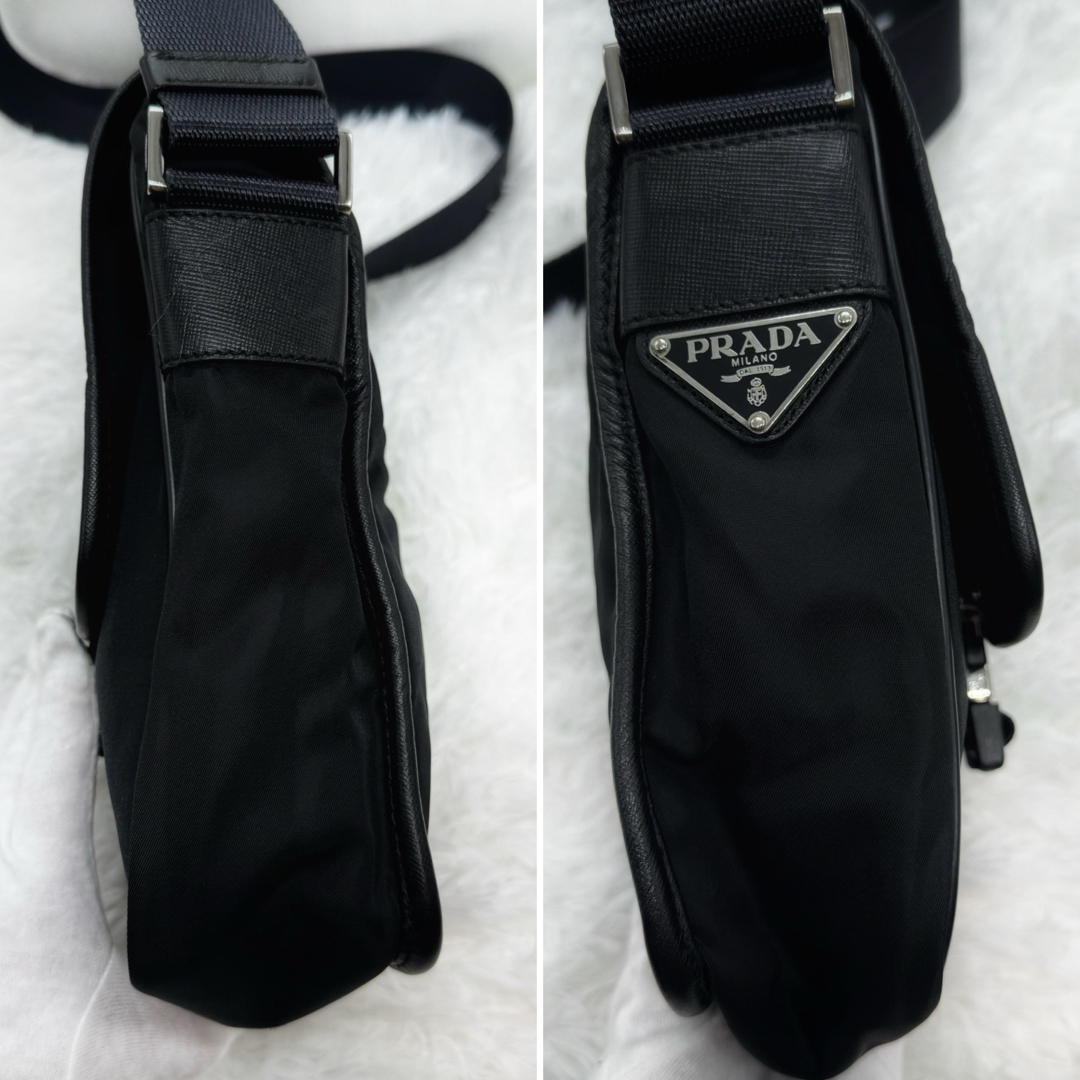 超美品✨PRADA プラダ　ショルダーバッグ　三角ロゴ　ナイロン×レザー