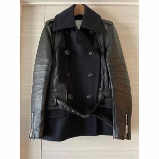 サカイ(sacai)のSacai サカイ レザーコンビ　ピーコート　デザイン切り替えコートキルティング(ピーコート)