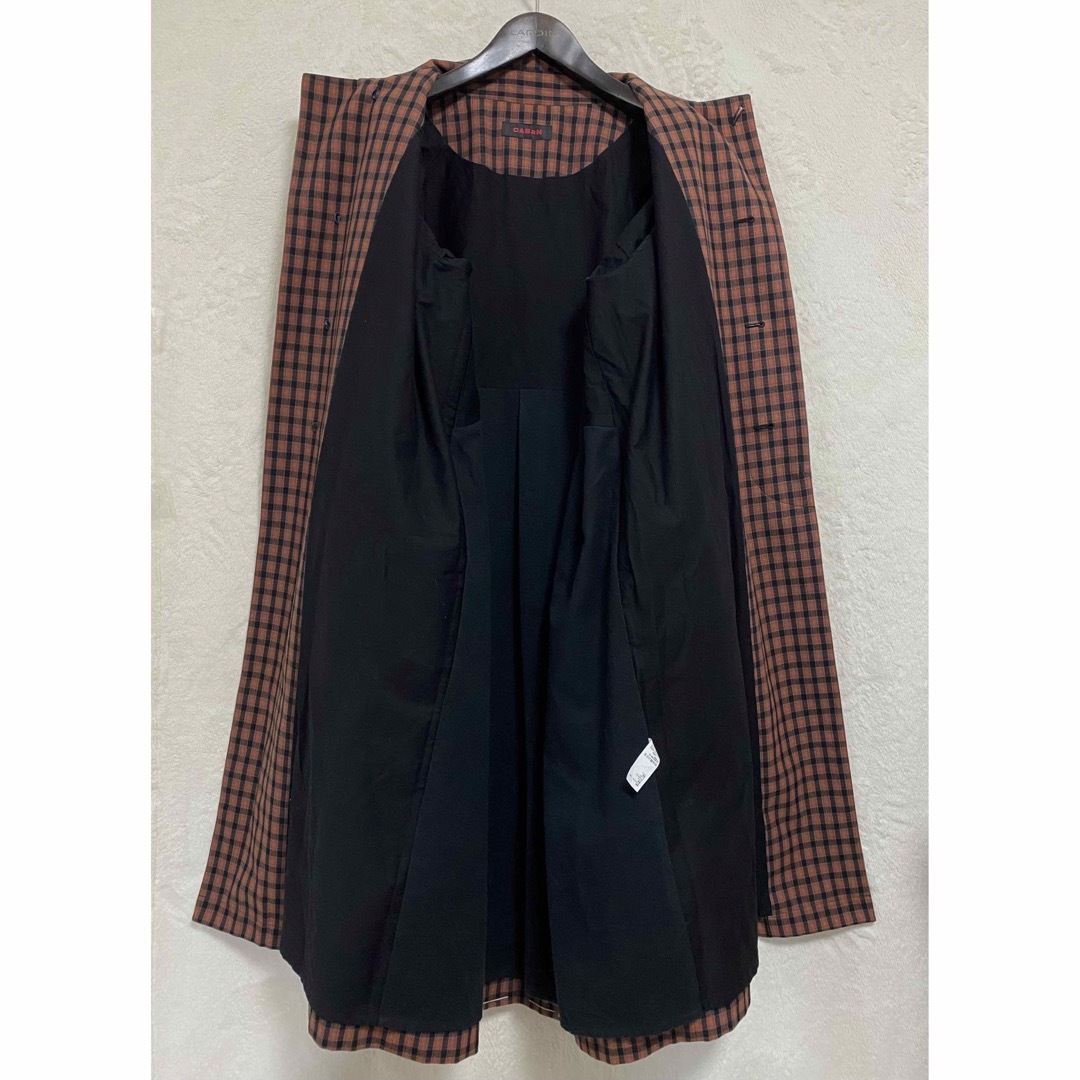 【新品】CABaNメンズ ステンカラー ロングコート L ビッグサイズ 赤茶×黒