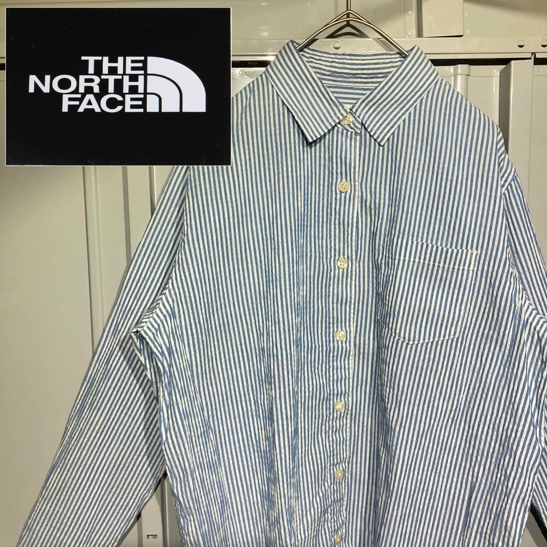 THE NORTH FACE(ザノースフェイス)のTHE NORTH FACE/長袖/ボーダー/ストライプ/シャツ/白ネイビー/L レディースのトップス(シャツ/ブラウス(長袖/七分))の商品写真