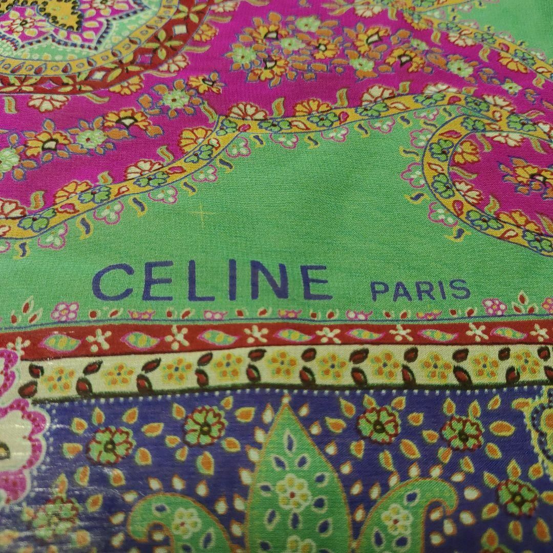 celine(セリーヌ)の1797超美品　セリーヌ　超大判　ストール　スカーフ　シルク100　ペイズリー柄 レディースのファッション小物(ストール/パシュミナ)の商品写真
