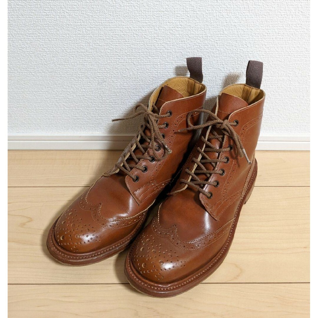 24.5 美品 Tricker’s カントリーブーツ ウイングチップ メダリオン