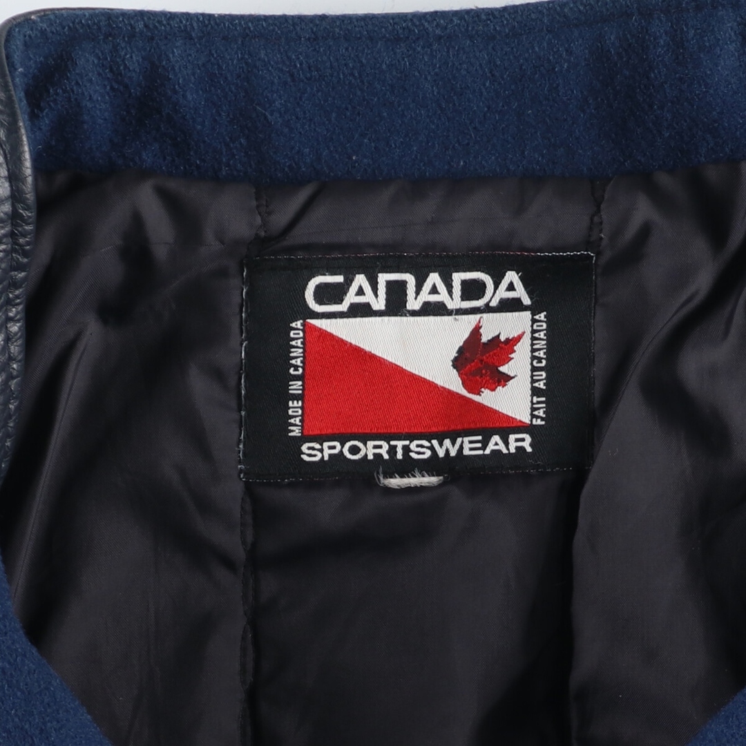 古着 CANADA SPORTSWEAR スタンドカラー 袖革ウールスタジャン