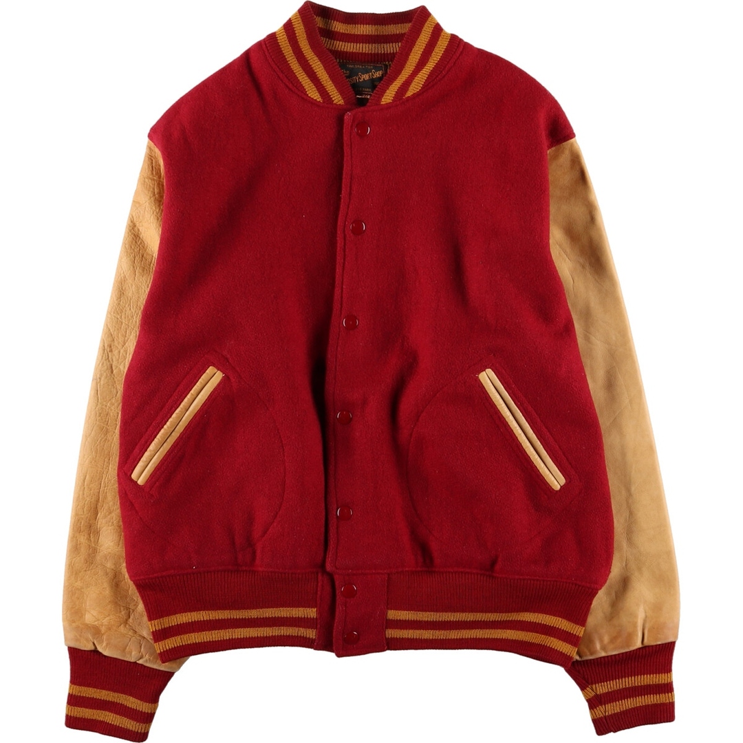 50~60年代 The VARSITY SPORT SHOP SPORTSWEAR 袖革ウールスタジャン アワードジャケット バーシティジャケット メンズL ヴィンテージ /eaa378316