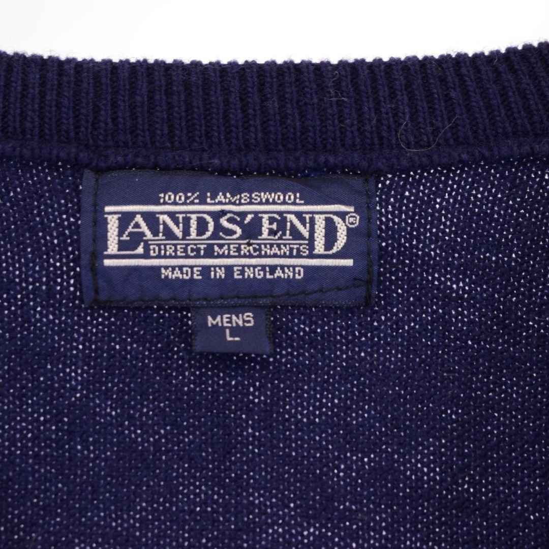 古着 90年代 LANDS' END Vネック ウールニットベスト イングランド製 メンズL ヴィンテージ /eaa365895 メンズのトップス(ベスト)の商品写真