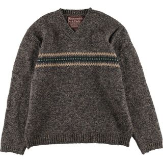 アバクロンビーアンドフィッチ(Abercrombie&Fitch)の古着 アバクロンビーアンドフィッチ Abercrombie&Fitch 総柄 Vネック ウールニットセーター メンズXL /eaa335900(ニット/セーター)