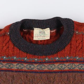 古着 90年代 CONCEPT KNIT WEAR 総柄 ウールニットセーター 英国製 ...