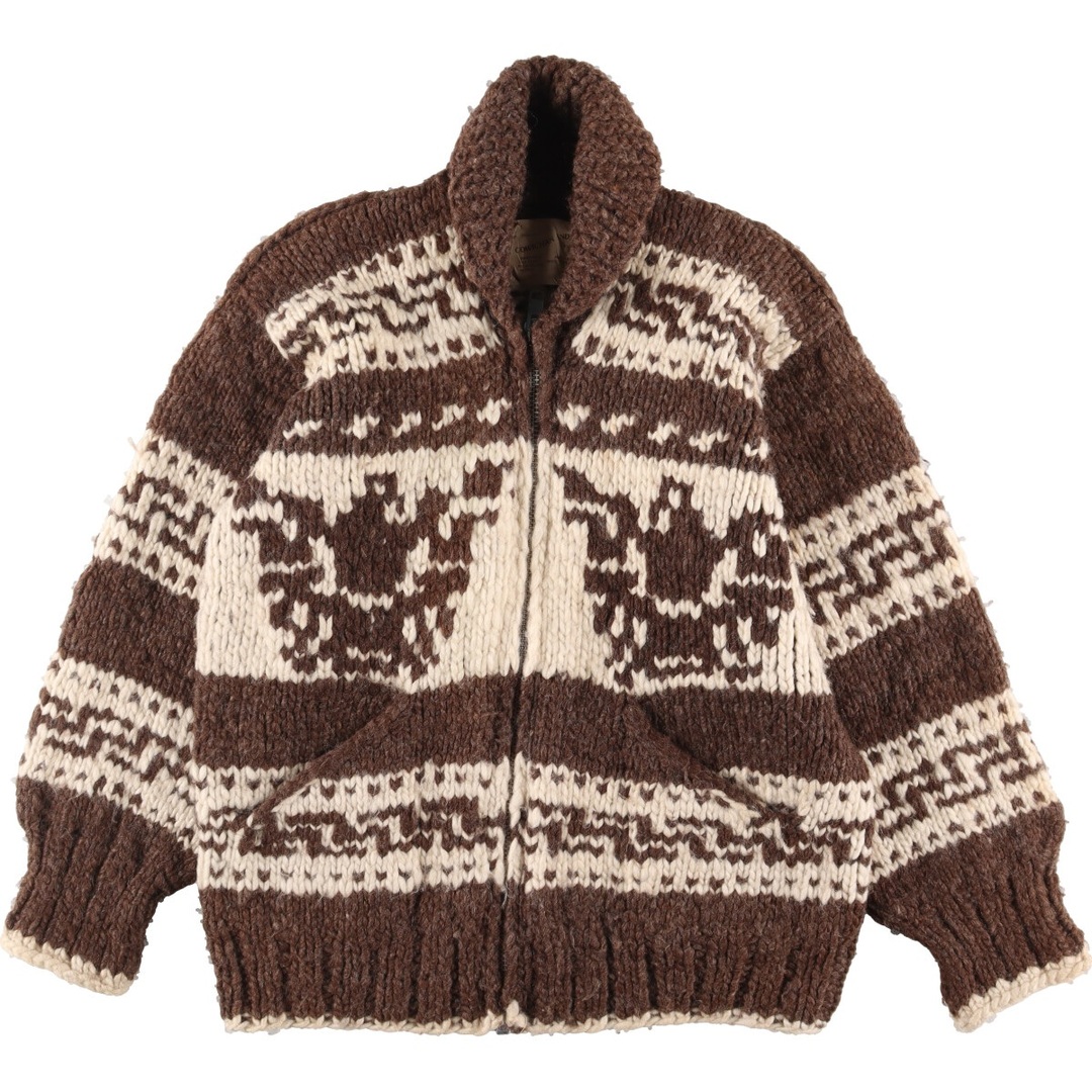 54cm肩幅COWICHAN INDIAN サンダーバード柄 HAND KNIT ハンドニット カウチンセーター メンズL /eaa339506