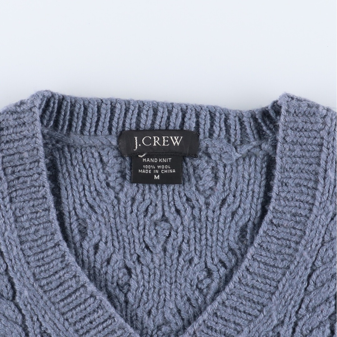 HAND KNIT ハンドニット ジェイクルー J.Crew ケーブル編み Vネック フィッシャーマン アランニットセーター レディースXL /eaa335128