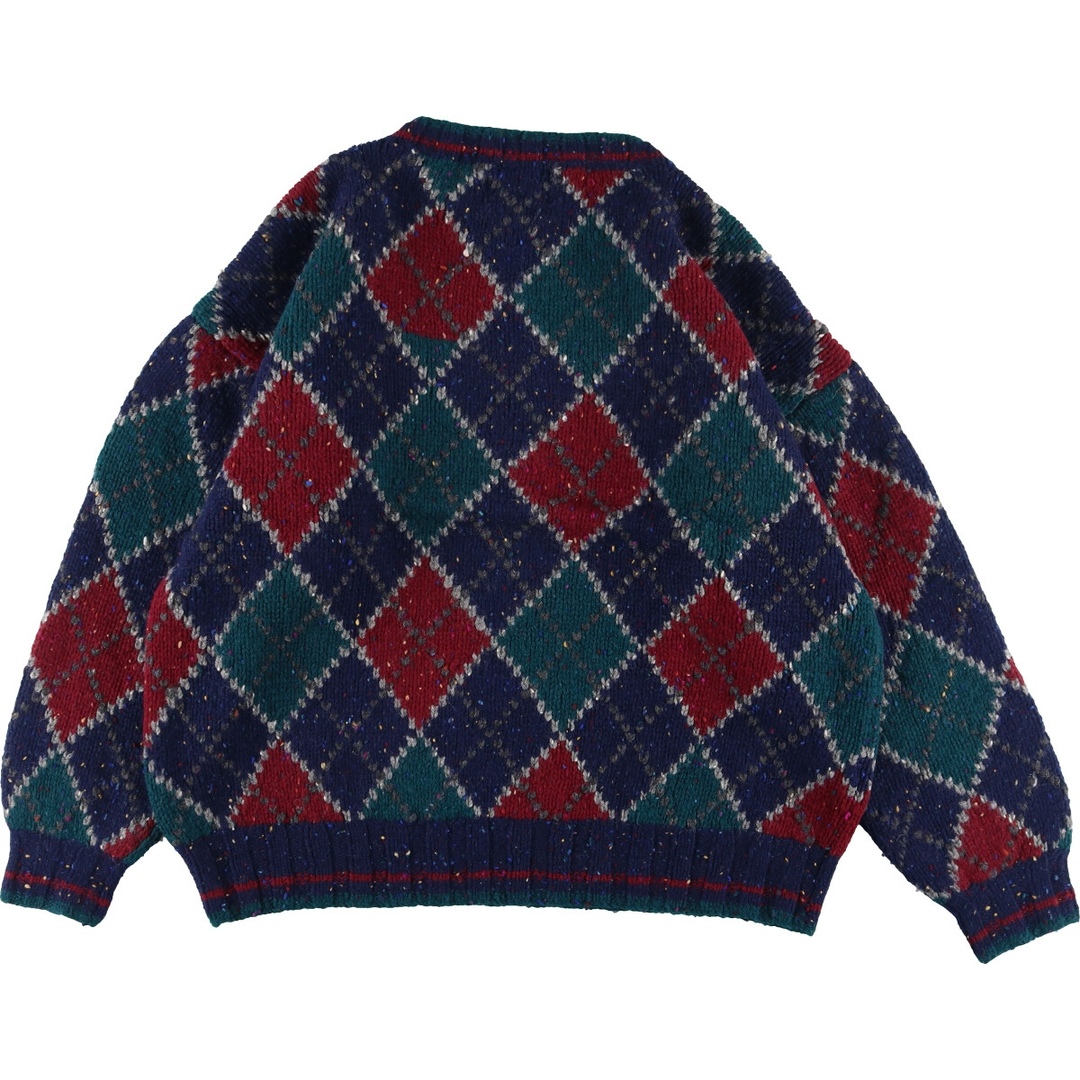 90年代 JOHN ASHFORD SPORT アーガイル柄 HAND KNIT ハンドニット ウールニットセーター メンズXL ヴィンテージ /eaa356785 1