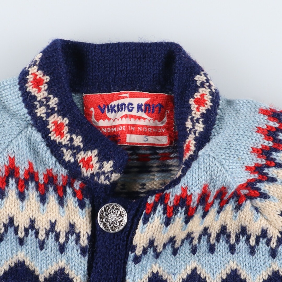 古着 VIKING KNIT ノルディック ウールニットカーディガン レディースM