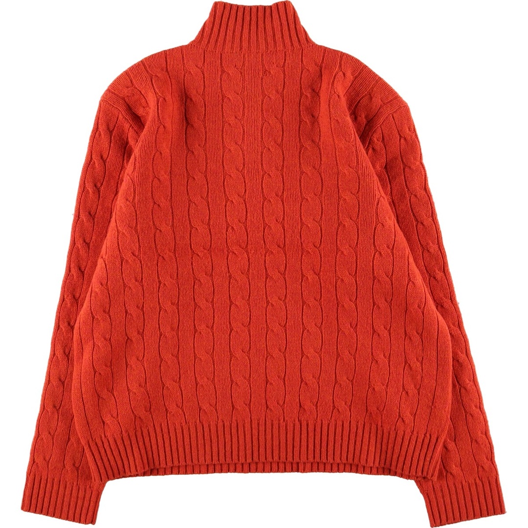 古着 ラルフローレン Ralph Lauren POLO by Ralph Lauren ケーブル編み ウールニットハーフジップセーター メンズL /eaa355449