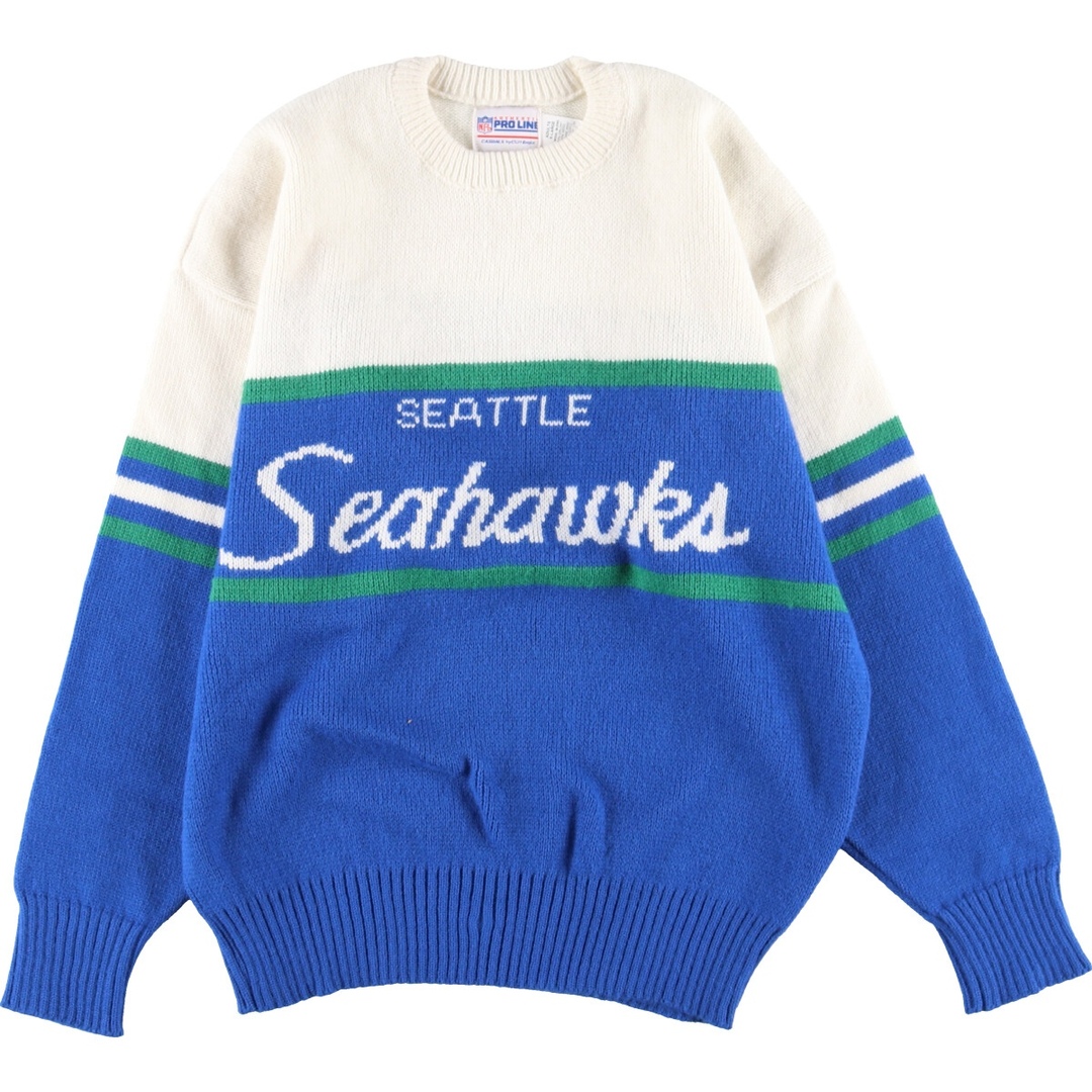 NFL NFL SEATTLE SEAHAWKS シアトルシーホークス 総柄 ウールニットセーター USA製 メンズL /eaa355415