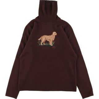 ラルフローレン(Ralph Lauren)の古着 80~90年代 ラルフローレン Ralph Lauren LAUREN ローレン 犬柄 アニマル タートルネック ウールニットセーター レディースM ヴィンテージ /eaa354390(ニット/セーター)