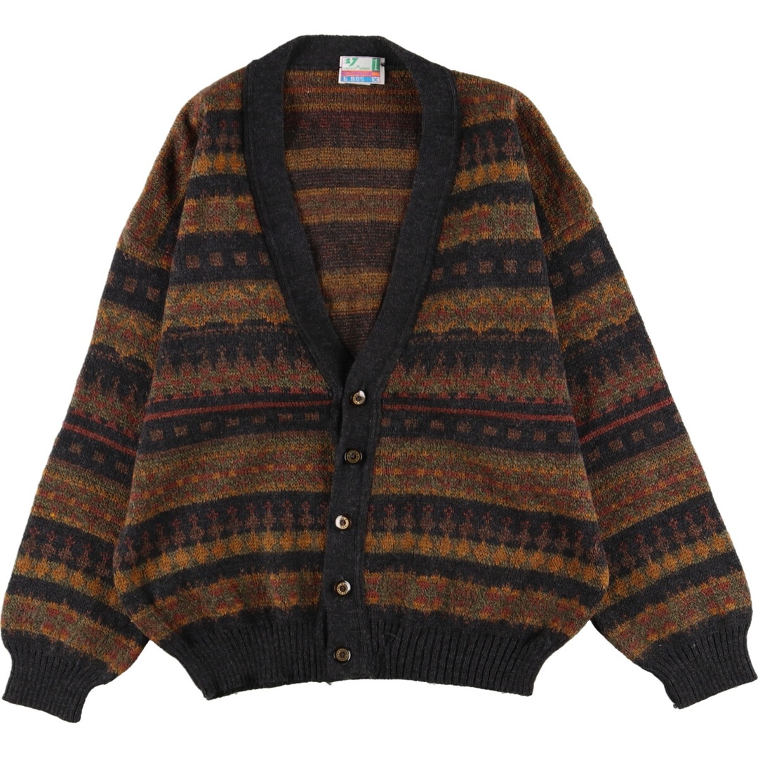 THE ITALIAN SWEATER CO 総柄 ウールニットカーディガン イタリア製 メンズXL /eaa353841