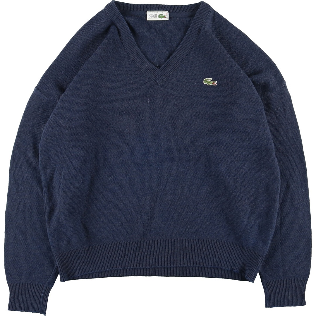 80年代 ラコステ LACOSTE CHEMISE フレンチラコステ Vネック ウールニットセーター フランス製 メンズXL ヴィンテージ /eaa335319