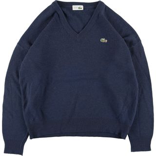 ラコステ(LACOSTE)の古着 80年代 ラコステ LACOSTE CHEMISE フレンチラコステ Vネック ウールニットセーター フランス製 メンズXL ヴィンテージ /eaa335319(ニット/セーター)