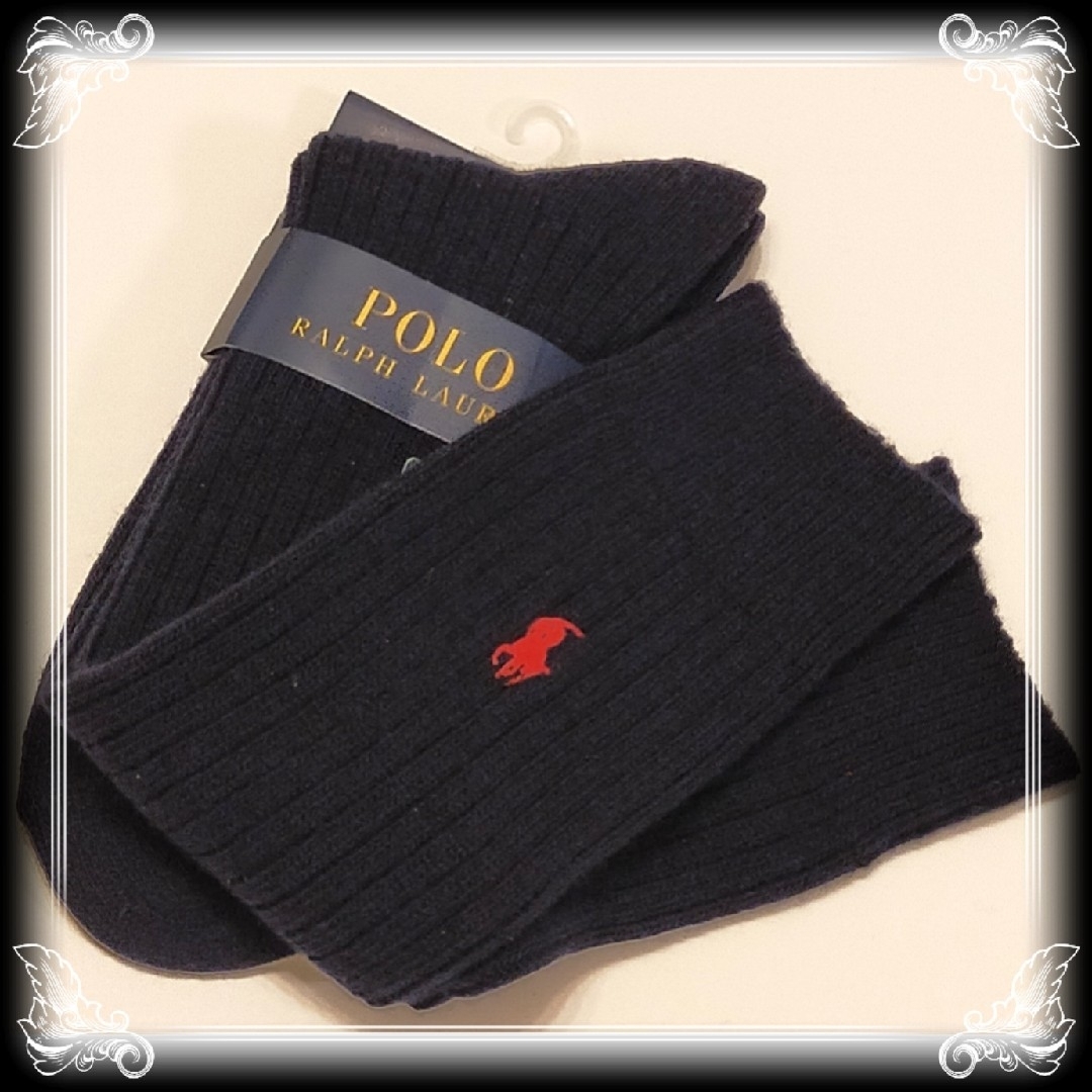 POLO RALPH LAUREN(ポロラルフローレン)のラスト/訳有/新品【ポロラルフローレン】カシミヤ混　ハイソックス　日本製　黒 レディースのレッグウェア(ソックス)の商品写真