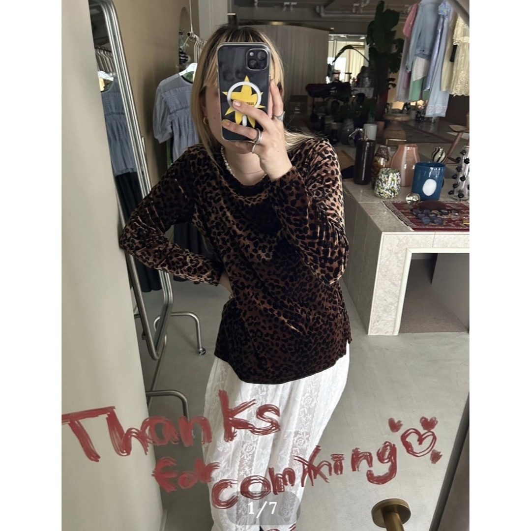 EDIT.FOR LULU(エディットフォールル)のleopard velours tops  201showroom レディースのトップス(カットソー(長袖/七分))の商品写真