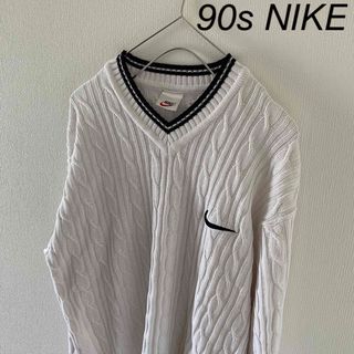 ナイキ(NIKE)の【レア】90sNIKEナイキ銀タグチルデンニットセーターメンズブラックホワイトL(ニット/セーター)