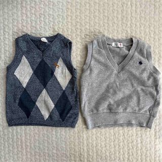 ベスト　2点セット　POLO baby  h&m 80サイズ　グレー(ニット/セーター)