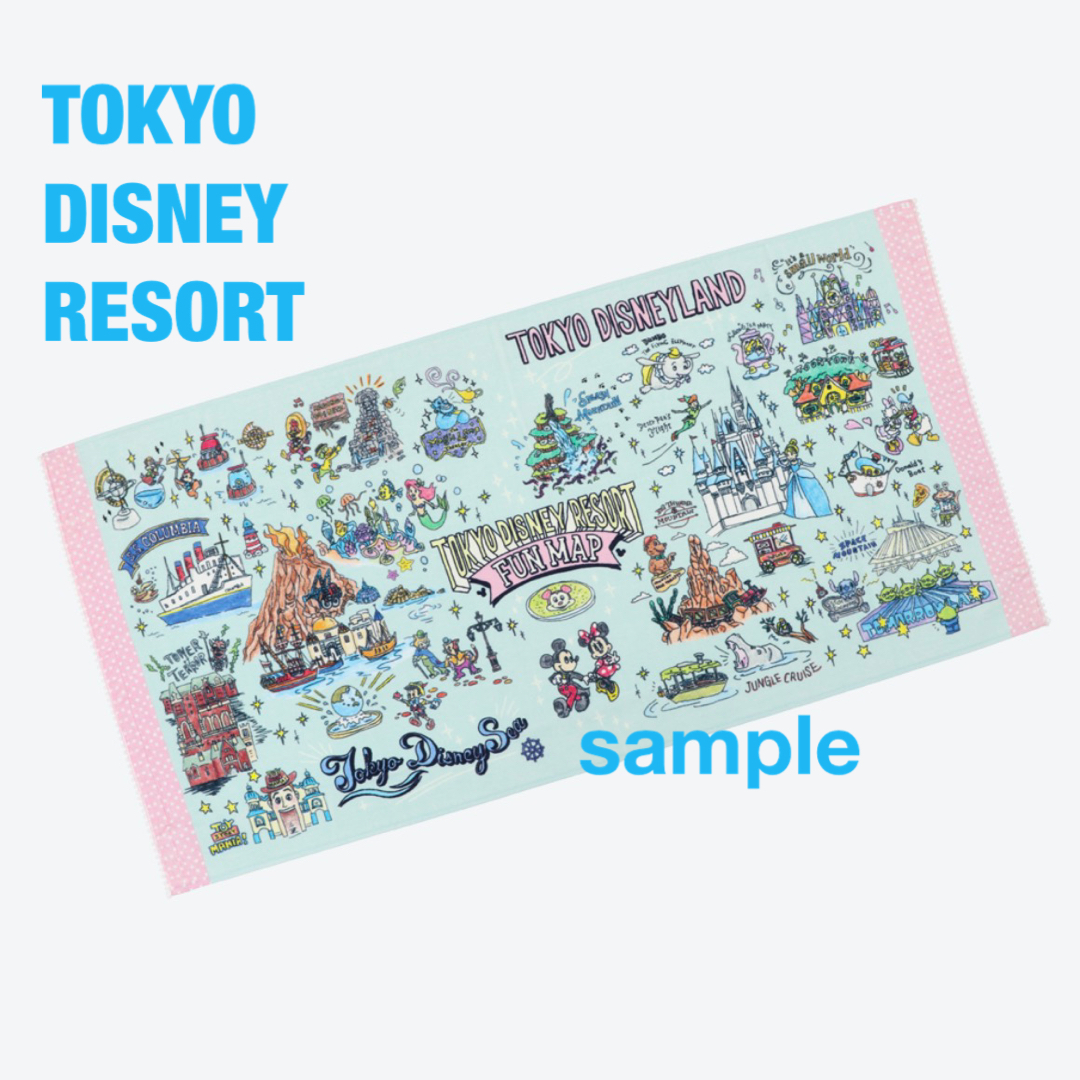 Disney - 東京ディズニーリゾート バスタオル 手描き風デザイン Disney - 東京ディズニーリゾート バスタオル 手描き風デザイン