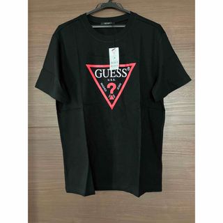 ゲス(GUESS)のGuess Jeans Tシャツ 半袖 XL ブラックレッドプリント ロゴ(Tシャツ/カットソー(半袖/袖なし))