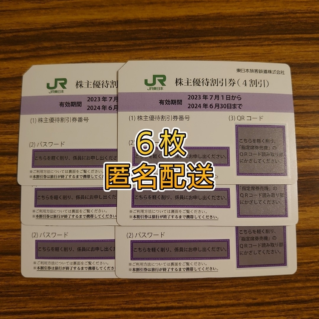 【匿名配送】東日本旅客鉄道　株主優待割引券　6枚