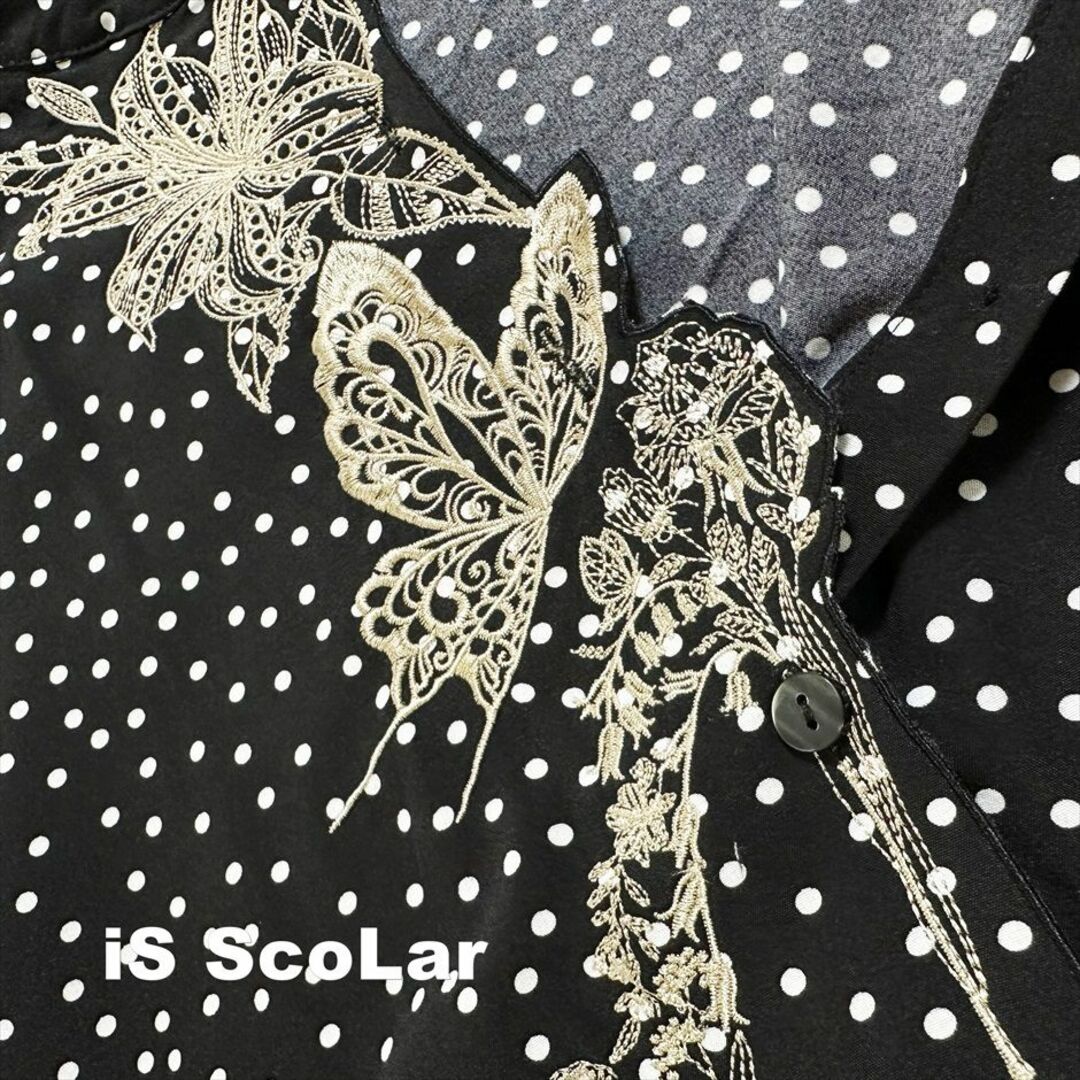ScoLar(スカラー)の【ScoLar】スカラー 花蝶刺繍3D前たて ドット ワンピース タグ付未使用 レディースのワンピース(ロングワンピース/マキシワンピース)の商品写真