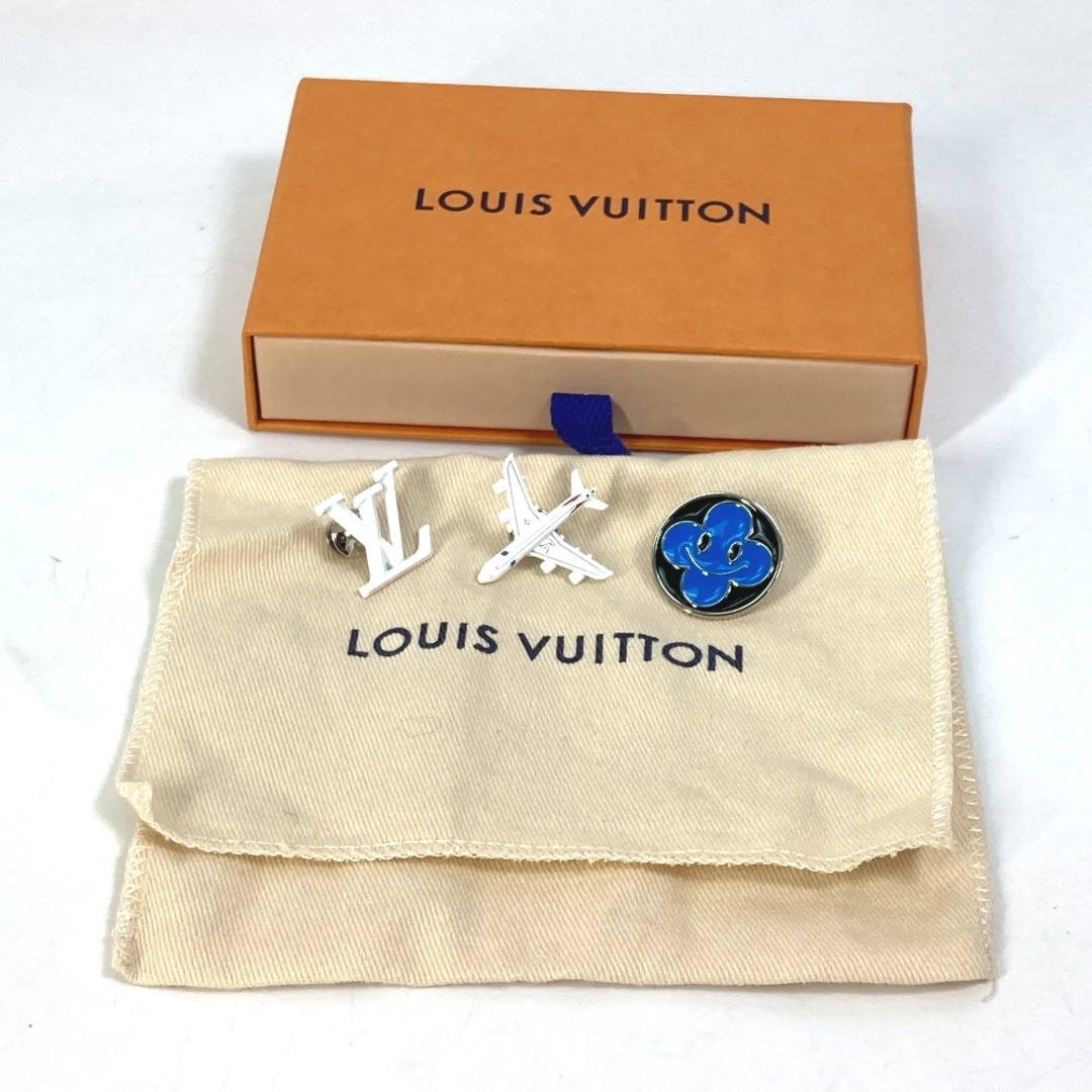 ルイヴィトン LOUIS VUITTON コミックス ピンバッチ 飛行機 LV スマイリーフェイス MP3311 3点セット ブローチ メタル ホワイト 未使用 8