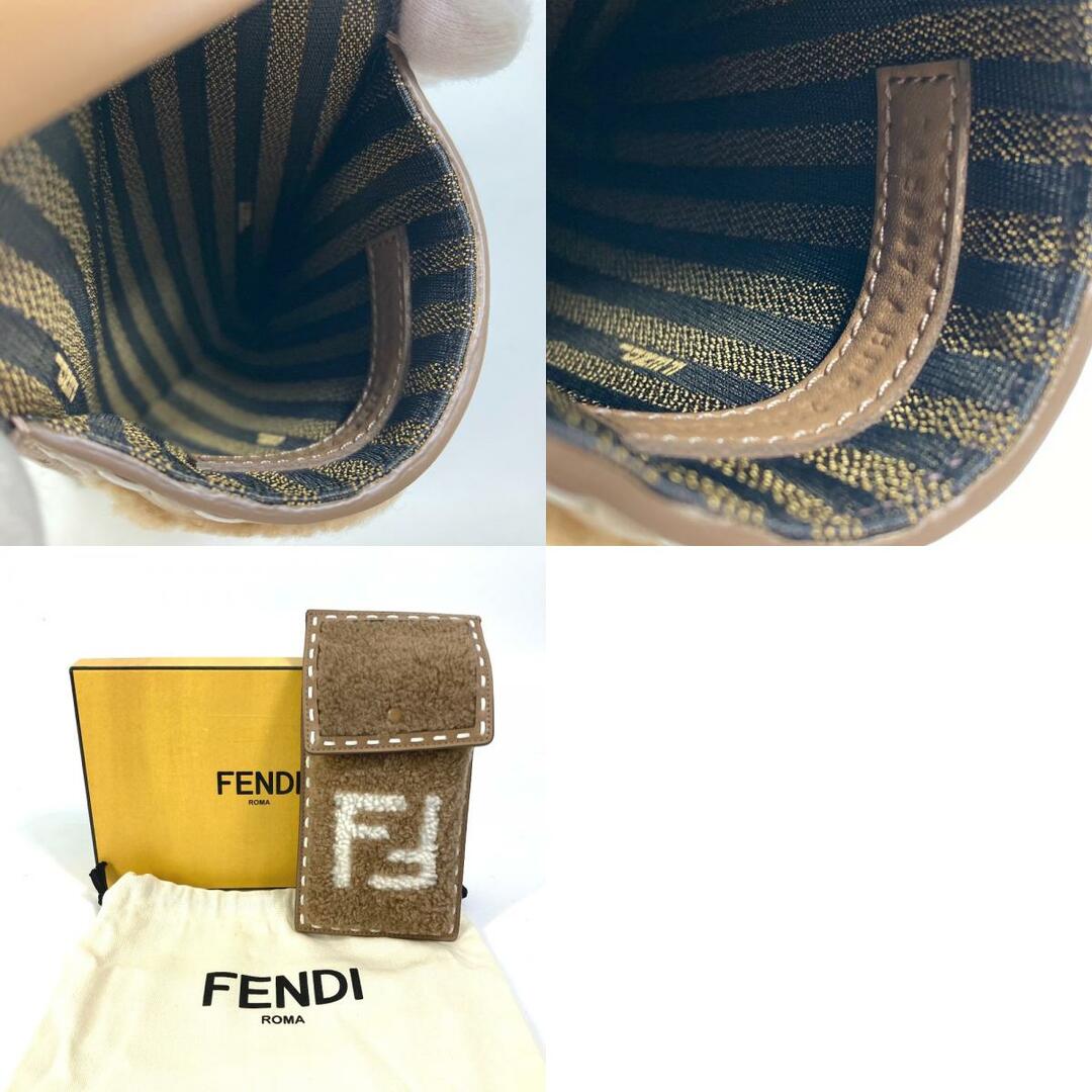 フェンディ FENDI フォンポーチ 7AS047 スマホケース カバン FF ロゴ ファー ポーチ ファー ベージュ 未使用