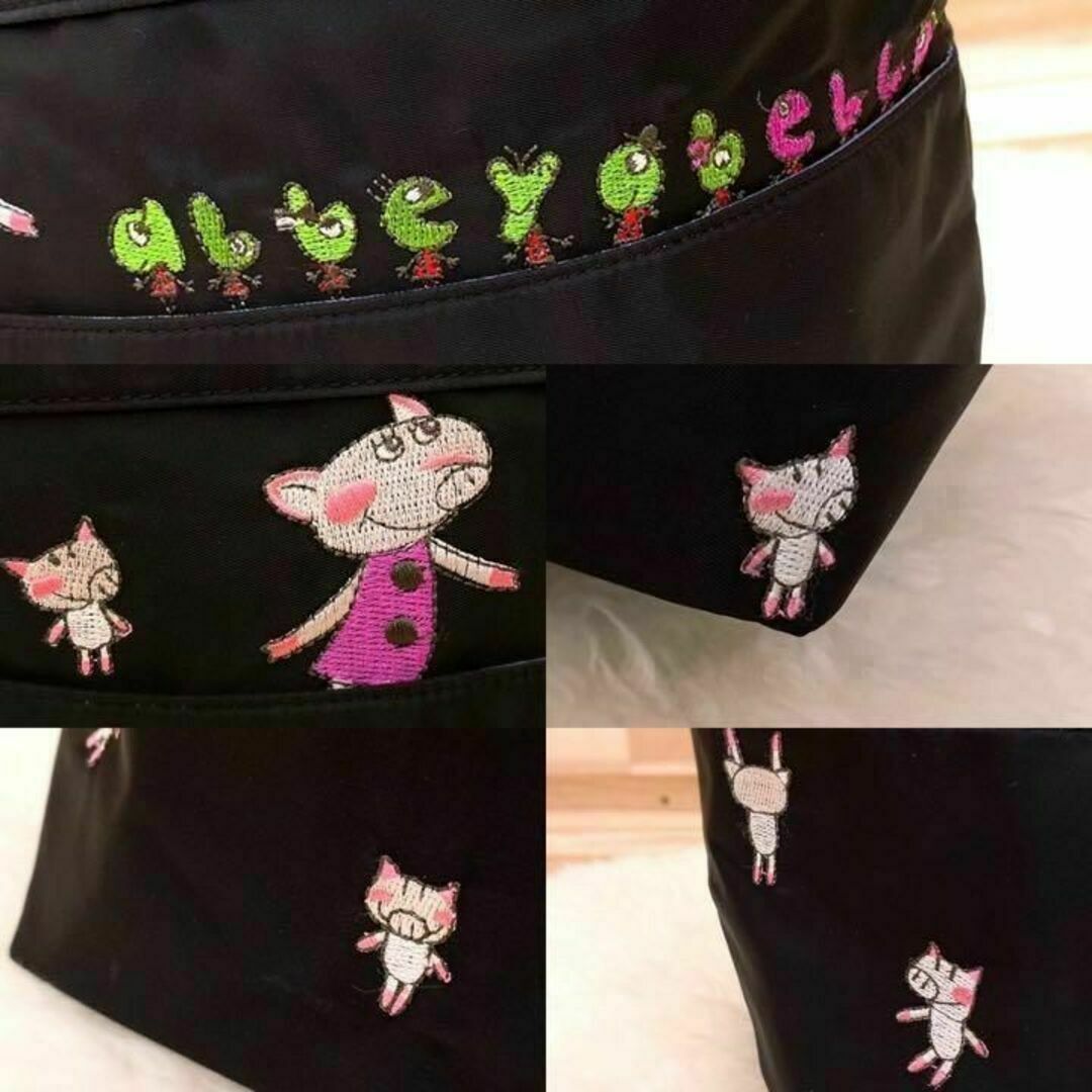 【アルベロベロ】ALBEROBELLO 2wayぶたさん刺繍トートバッグ 黒×紫