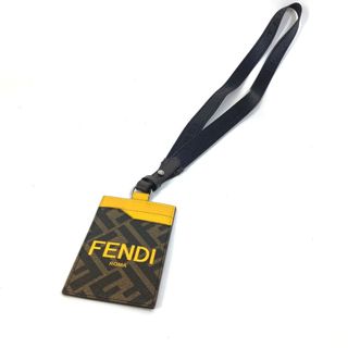 FENDI - フェンディ FENDI ロゴ ズッカ 7M0335 FENDICARD HOLDER WITH STRAP ショルダーストラップ付 パスケース カードケース レザー ブラウン 未使用