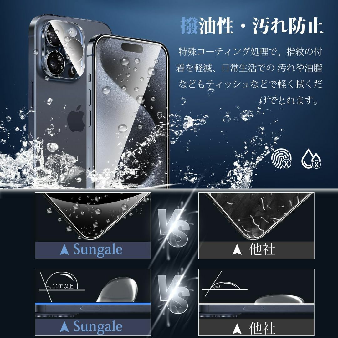 Sungale iPhone 15 Pro ガラスフィルム (4枚セット) iP