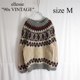 エレッセ(ellesse)の専用 90s ellesse ニット クルーネック フェアアイル セーター M(ニット/セーター)