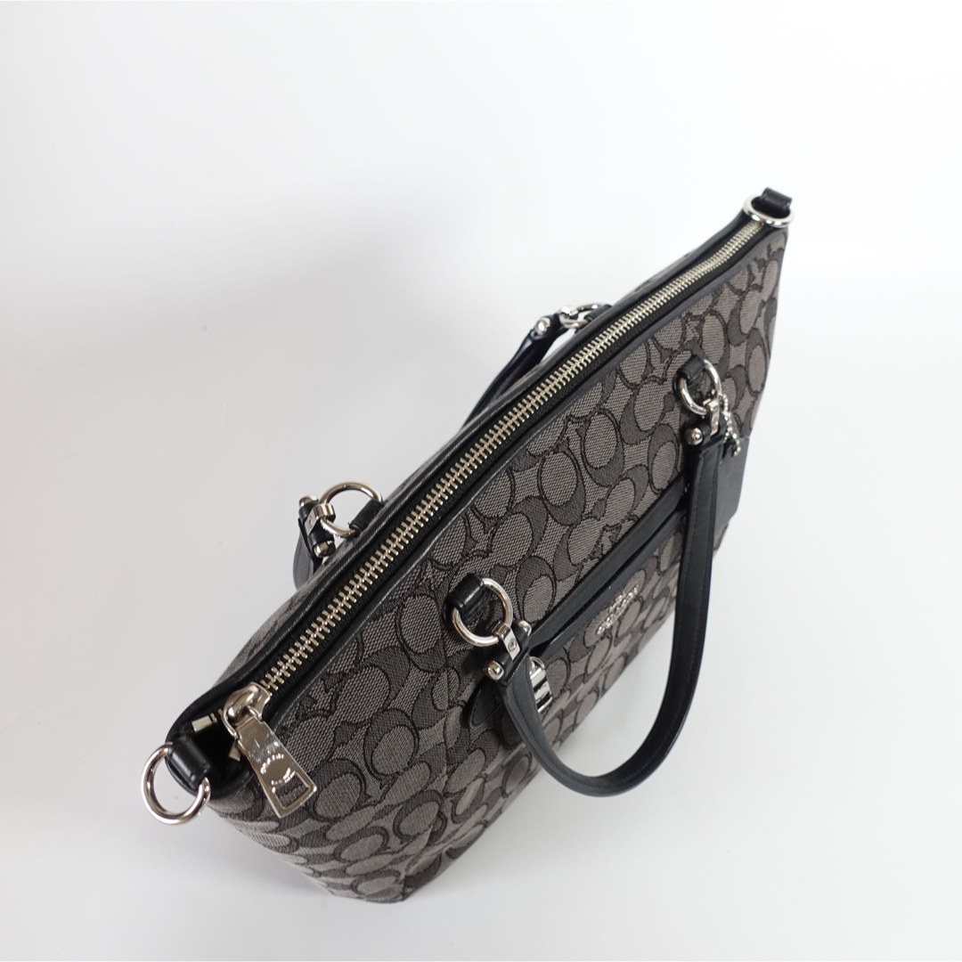 【美品】コーチ シグネチャー ハンドバッグ ショルダー 黒 2way PVC