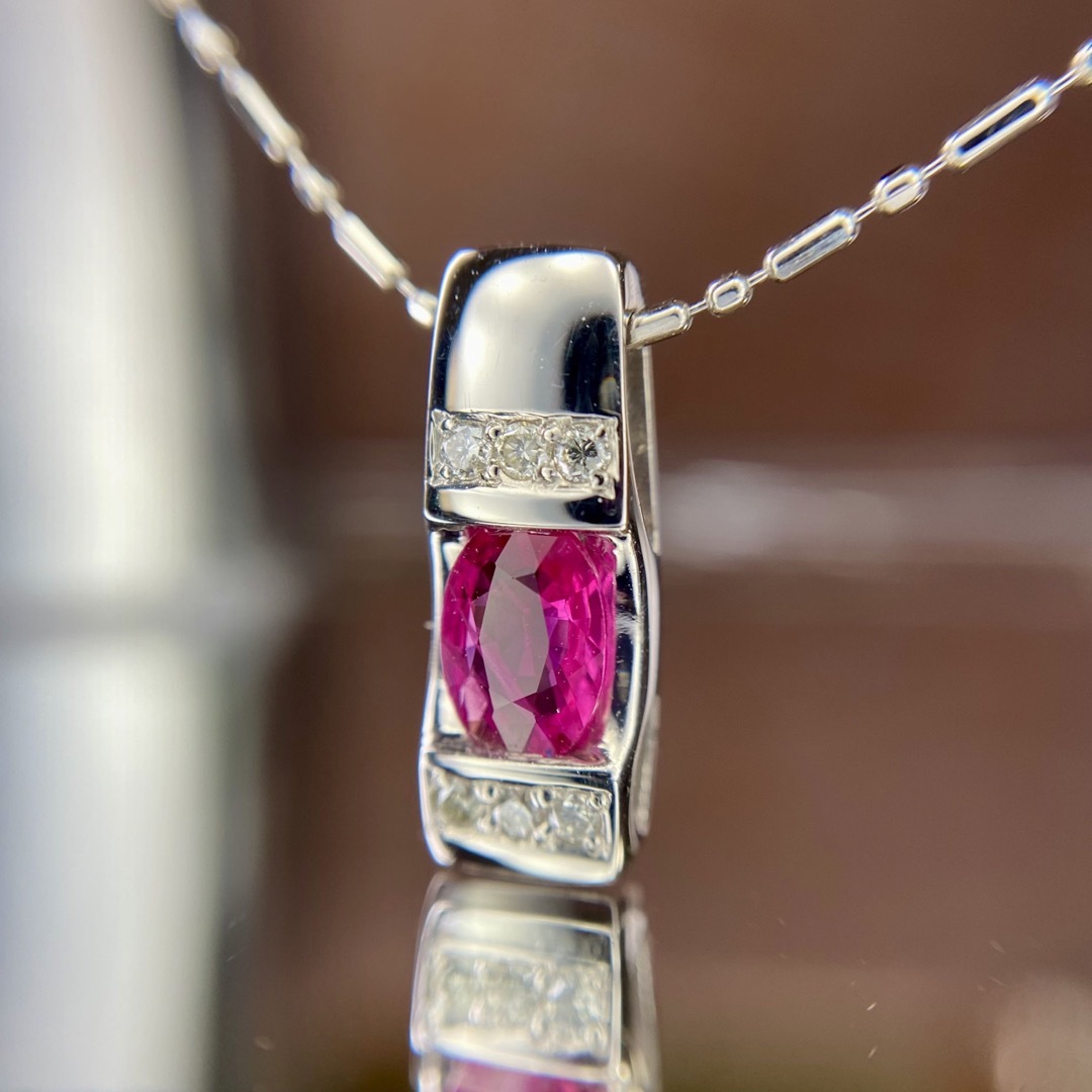 天然 ルビー ダイヤモンド 計0.46ct PT900/850-