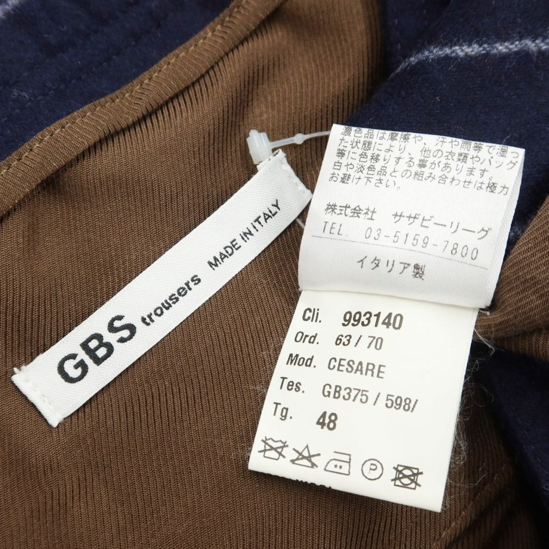 【中古】ジービーエス トラウザーズ GBS Trousers ストレッチウール イージー スラックスパンツ ネイビーxホワイト【サイズ48】【メンズ】