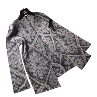 希少品】PLEATS PLEASE 2009 デニム転写ジャケット-