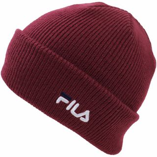 フィラ(FILA)のFILA フィラ ニット帽 ワッチ 無地 リフレクター付き★ダークレッド【新品】(ニット帽/ビーニー)