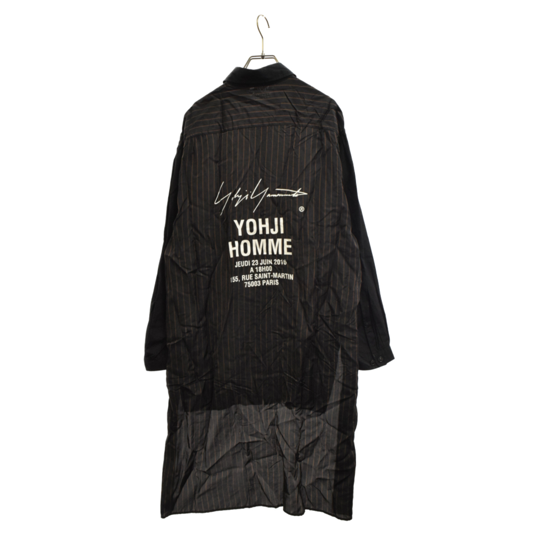 Yohji Yamamoto POUR HOMME ヨウジヤマモト プールオム 18SS Striped Cupro Staff Shirt バックロゴスタッフシャツ ブラック HW-B08-201