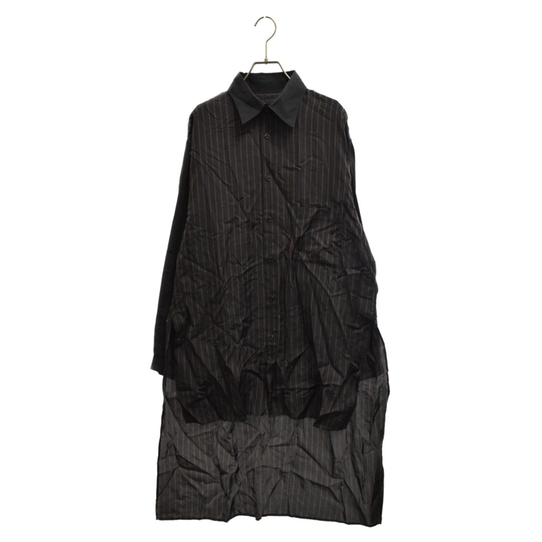 Yohji Yamamoto POUR HOMME ヨウジヤマモト プールオム 18SS Striped Cupro Staff Shirt バックロゴスタッフシャツ ブラック HW-B08-201