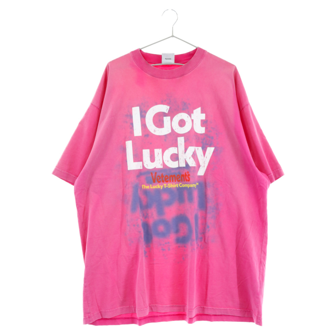 VETEMENTS ヴェトモン I GOT LUCKY S/S TEE UA53TR590P スプレープリント半袖Tシャツ カットソー ピンク