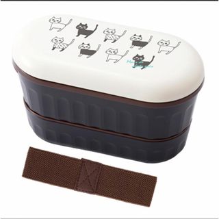 Potter　ランチボックス　弁当箱　２段　640ml　猫　ブラック　レンジ対応(弁当用品)