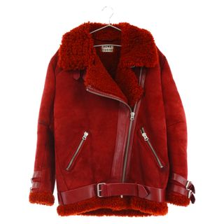 アクネストゥディオズ(Acne Studios)のAcne Studios アクネ スティディオス 16AW VELOCITE ベロシティ レザーライダース ボアムートンジャケット レディース レッド(ライダースジャケット)