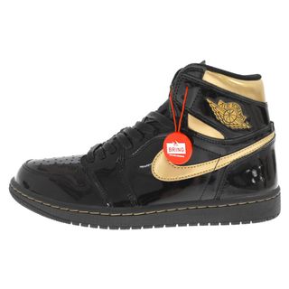 NIKE ナイキ AIR JORDAN 1 RETRO HIGH OG エアジョーダン1 レトロ ハイカットスニーカー パテント ブラック×ゴールド US9/27cm 555088-032